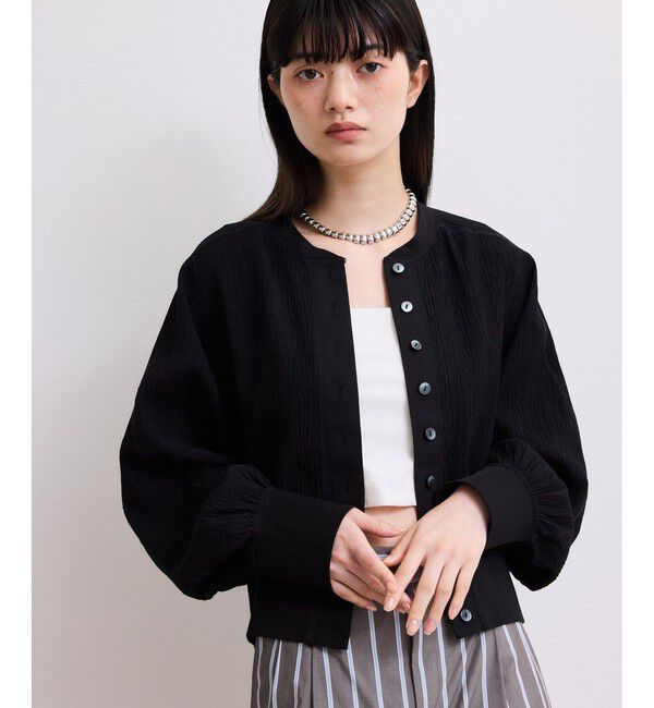 ADAM ET ROPE'「【WEB限定】メニーボタンリップルシアーカーディガン」|カーディガン|