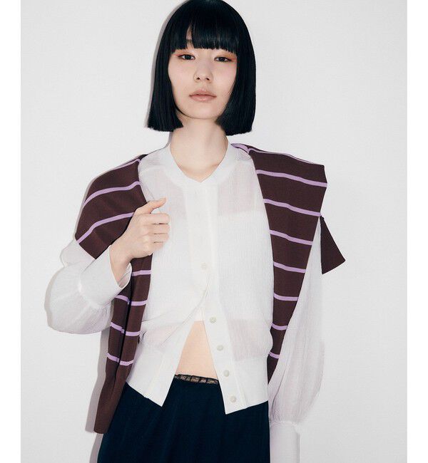 ADAM ET ROPE'「【WEB限定】メニーボタンリップルシアーカーディガン」|カーディガン|