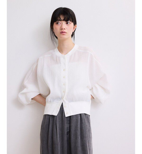 ADAM ET ROPE'「【WEB限定】メニーボタンリップルシアーカーディガン」|カーディガン|