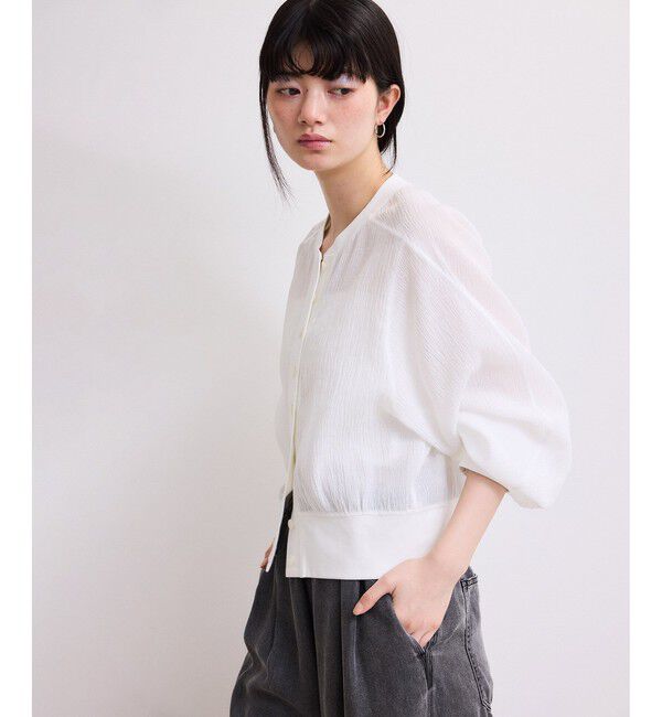 ADAM ET ROPE'「【WEB限定】メニーボタンリップルシアーカーディガン」|カーディガン|