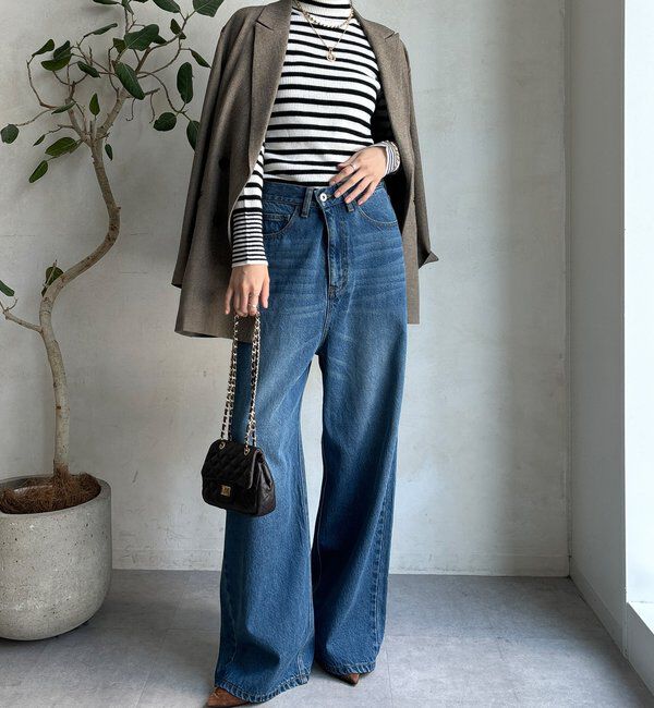  「【WEB限定】ボーダータートルプルオーバー」|ニット・セーター|