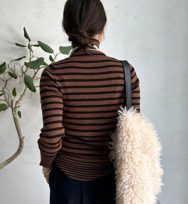  「【WEB限定】ボーダータートルプルオーバー」|ニット・セーター|