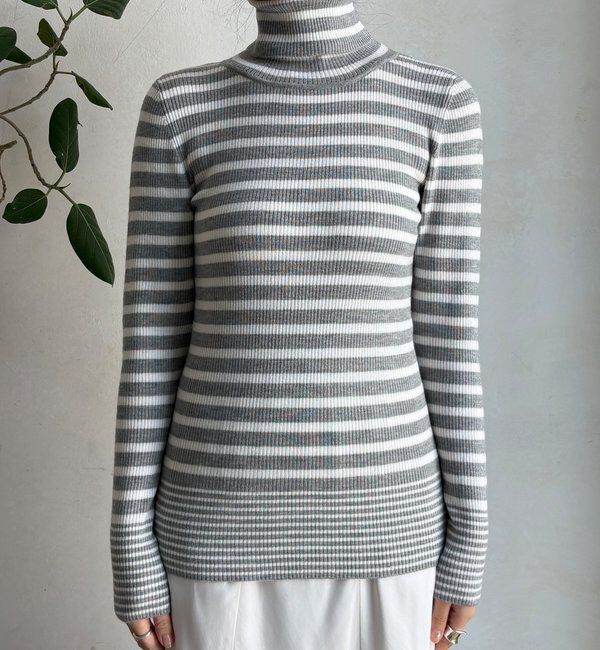 「【WEB限定】ボーダータートルプルオーバー」|ニット・セーター|