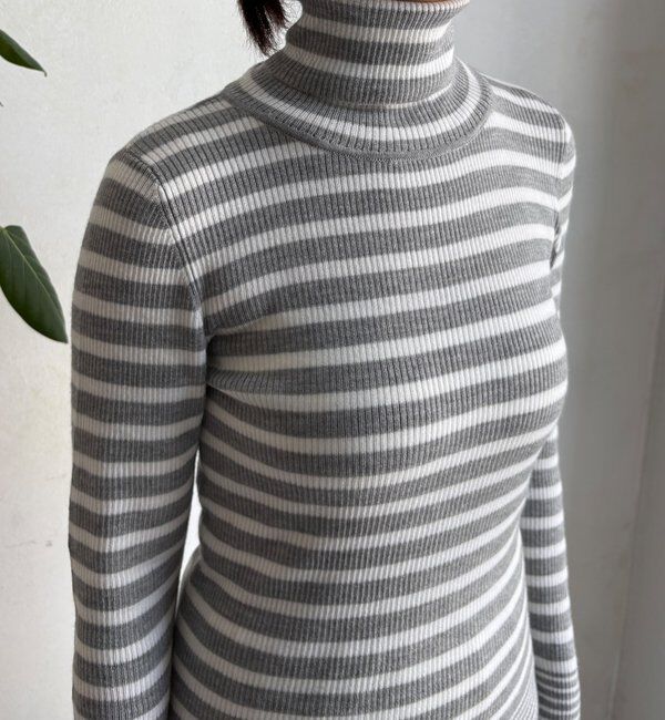  「【WEB限定】ボーダータートルプルオーバー」|ニット・セーター|