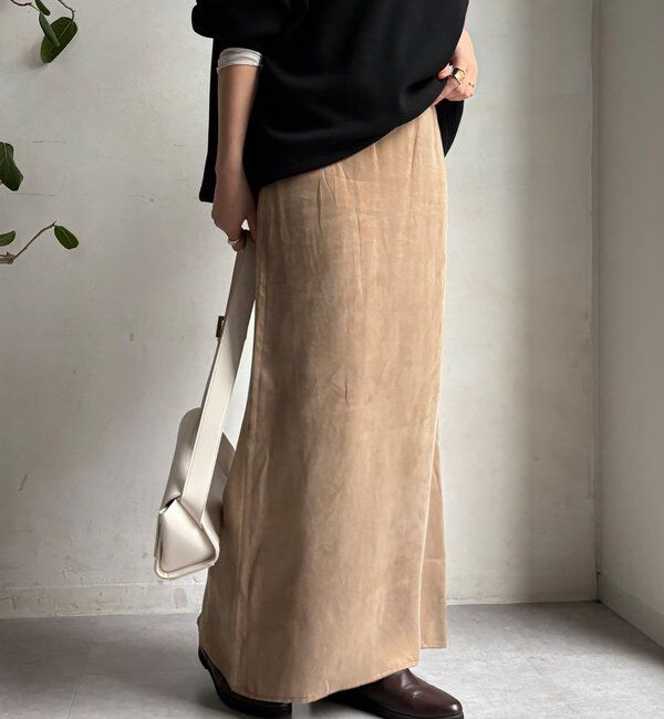  「サテンストレートスカート」|スカート|モカ