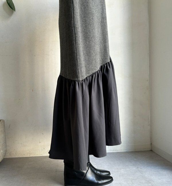  「【WEB限定】異素材切替ニットワンピース」|ワンピース|