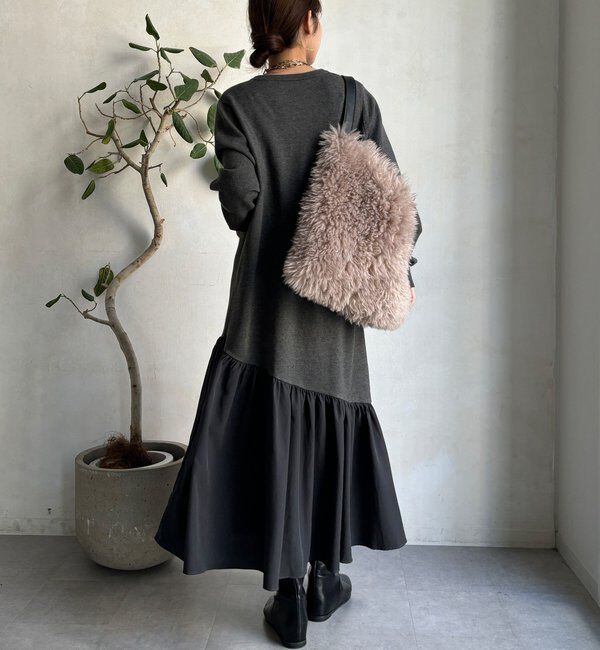  「【WEB限定】異素材切替ニットワンピース」|ワンピース|