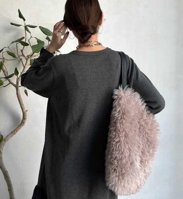  「【WEB限定】異素材切替ニットワンピース」|ワンピース|