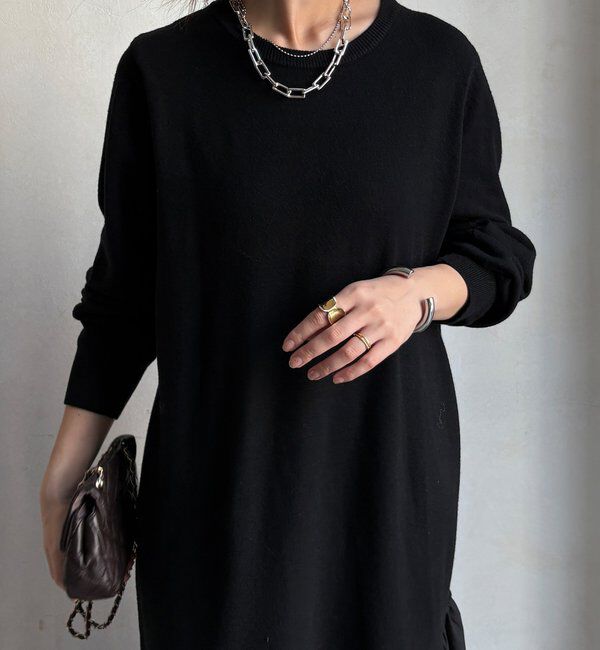  「【WEB限定】異素材切替ニットワンピース」|ワンピース|