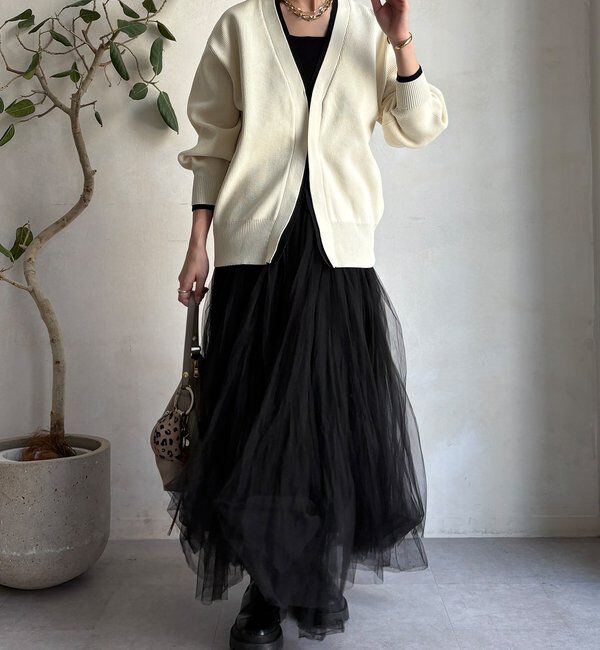  「バイカラーVカーディガン」|カーディガン|