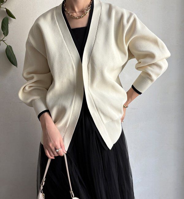  「バイカラーVカーディガン」|カーディガン|