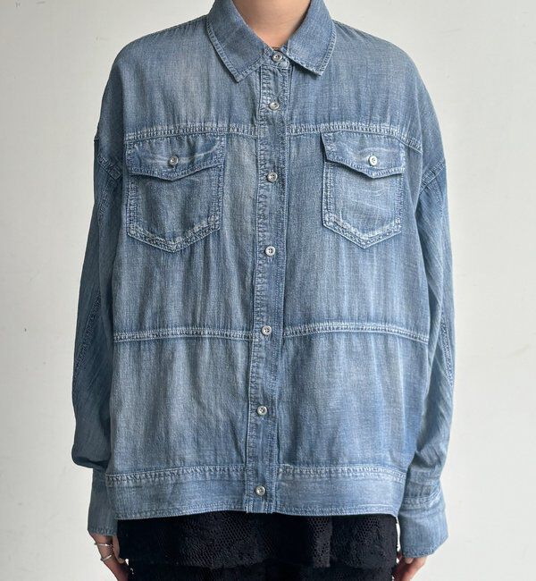  「【WEB限定】シアーデニムブルゾンシャツ」|シャツ・ブラウス|