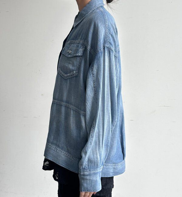  「【WEB限定】シアーデニムブルゾンシャツ」|シャツ・ブラウス|