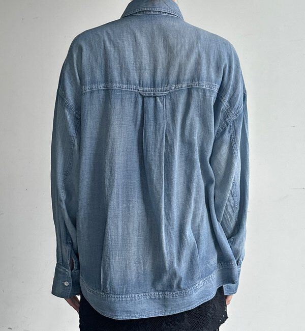  「【WEB限定】シアーデニムブルゾンシャツ」|シャツ・ブラウス|