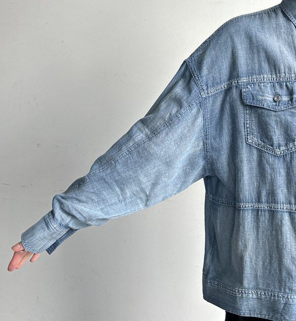  「【WEB限定】シアーデニムブルゾンシャツ」|シャツ・ブラウス|