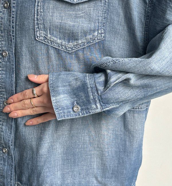  「【WEB限定】シアーデニムブルゾンシャツ」|シャツ・ブラウス|
