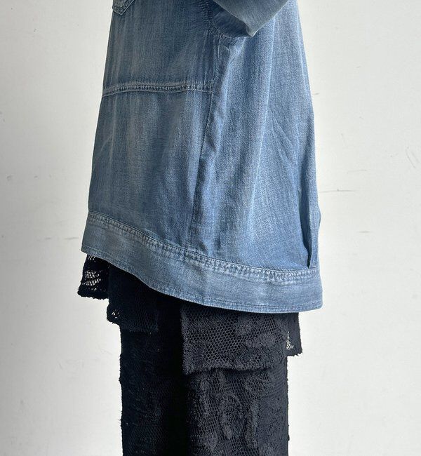  「【WEB限定】シアーデニムブルゾンシャツ」|シャツ・ブラウス|