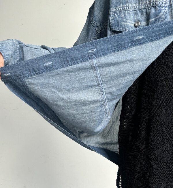  「【WEB限定】シアーデニムブルゾンシャツ」|シャツ・ブラウス|