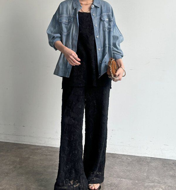  「【WEB限定】シアーデニムブルゾンシャツ」|シャツ・ブラウス|