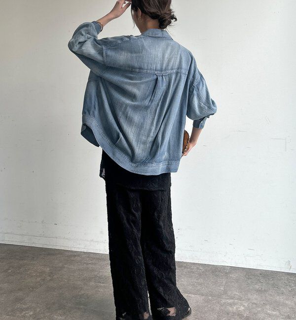  「【WEB限定】シアーデニムブルゾンシャツ」|シャツ・ブラウス|