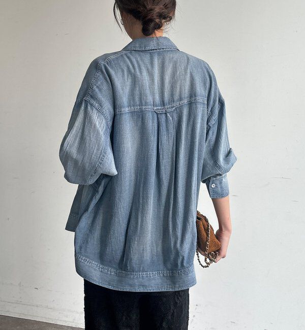  「【WEB限定】シアーデニムブルゾンシャツ」|シャツ・ブラウス|