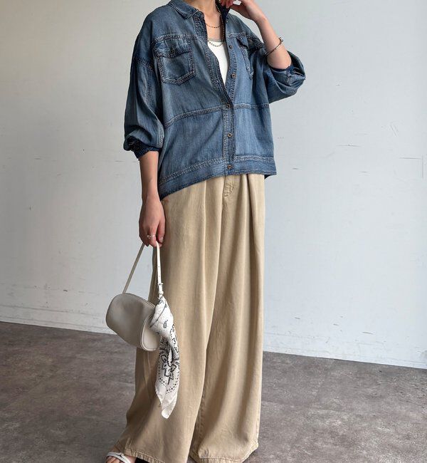  「【WEB限定】シアーデニムブルゾンシャツ」|シャツ・ブラウス|