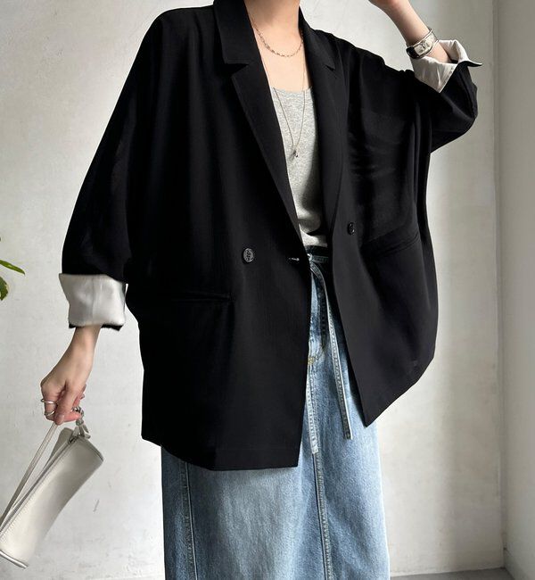  「【WEB限定】ドルマンスリーブテーラードジャケット」|テーラードジャケット|ブラック