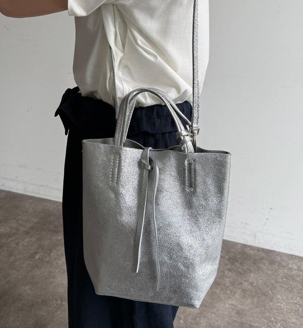  「【WEB限定】メタリックミニレザーバッグ」|トートバッグ|