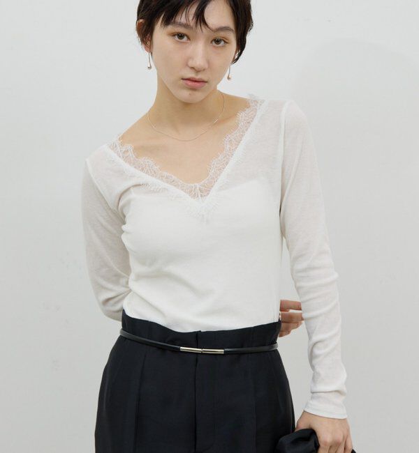  「VレースロンTee」|Tシャツ・カットソー|エクリュ