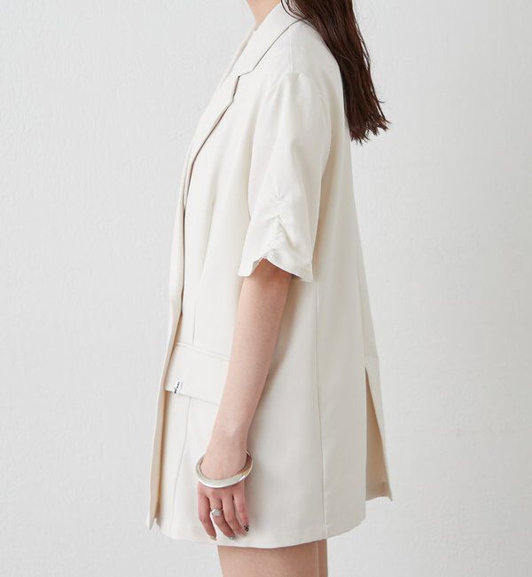  「袖口ギャザー半袖ジャケット」|テーラードジャケット|