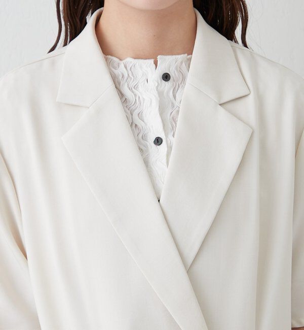  「袖口ギャザー半袖ジャケット」|テーラードジャケット|