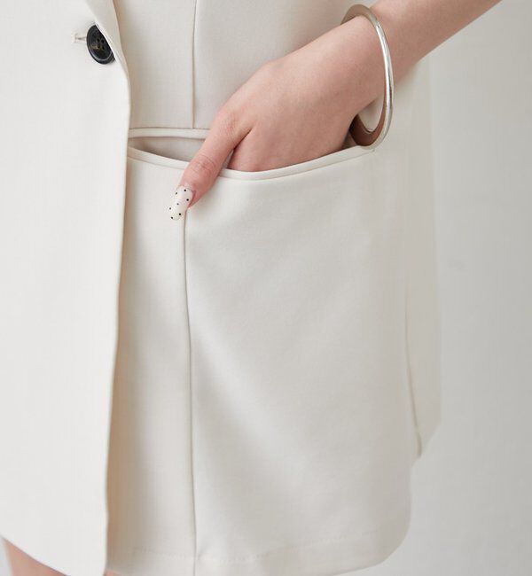  「袖口ギャザー半袖ジャケット」|テーラードジャケット|