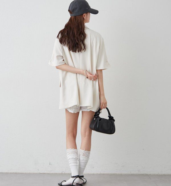  「袖口ギャザー半袖ジャケット」|テーラードジャケット|