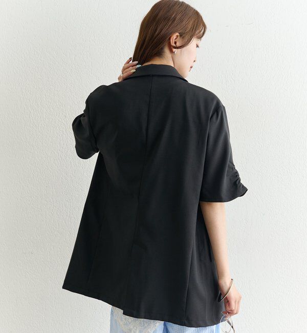  「袖口ギャザー半袖ジャケット」|テーラードジャケット|