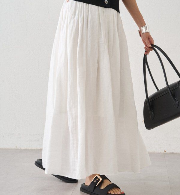  「リネンタックギャザースカート」|スカート|