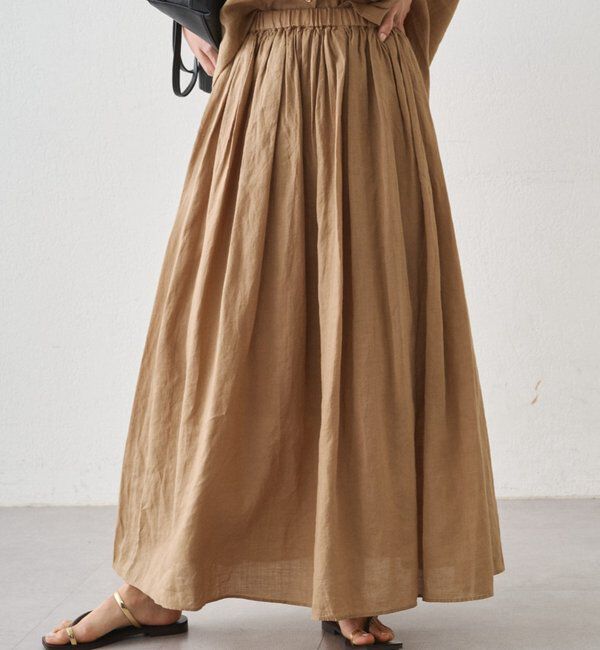  「リネンタックギャザースカート」|スカート|