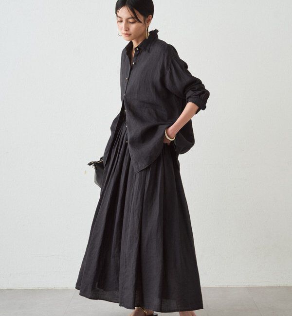  「リネンタックギャザースカート」|スカート|