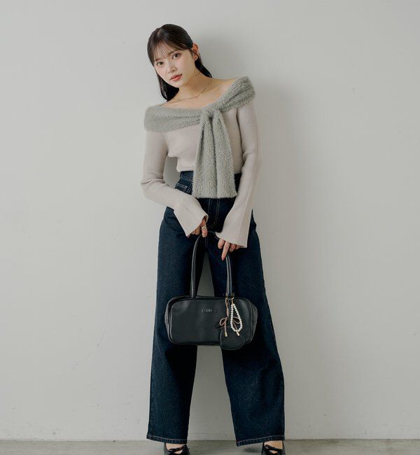  「シャギーリボンオフショルニット」|ニット・セーター|