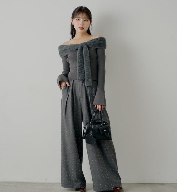  「シャギーリボンオフショルニット」|ニット・セーター|