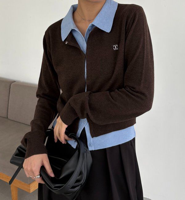  「レイヤードポロニットカーディガン」|カーディガン|