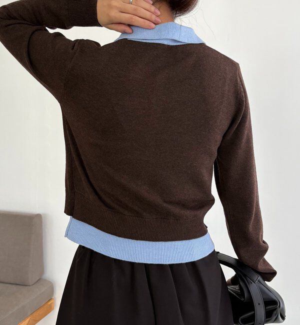  「レイヤードポロニットカーディガン」|カーディガン|