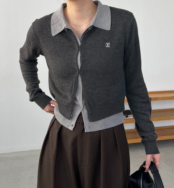  「レイヤードポロニットカーディガン」|カーディガン|
