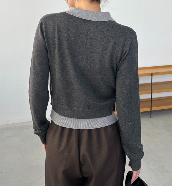  「レイヤードポロニットカーディガン」|カーディガン|
