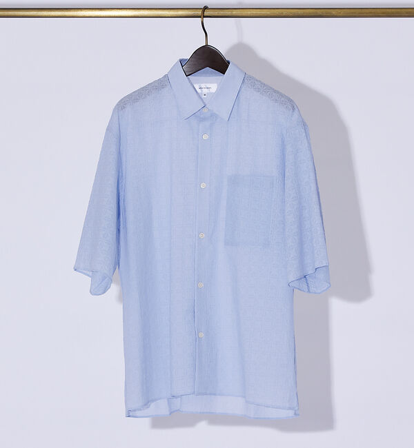 ABAHOUSE「【シアージャガード】ボックスシルエット 半袖シャツ / ハーフスリーブ シアーシ」|シャツ・ブラウス|サックスブルー