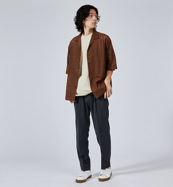 ABAHOUSE「【ジオメトリック柄】 ストレッチ シアーシャツ/レースシャツ」|シャツ・ブラウス|