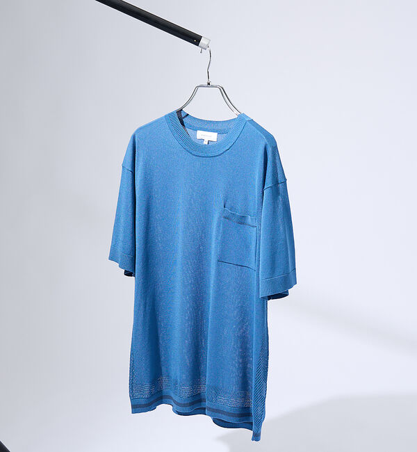 ABAHOUSE「メッシュニット シアーTシャツ/ サマーニット」|Tシャツ・カットソー|ブルーグレー