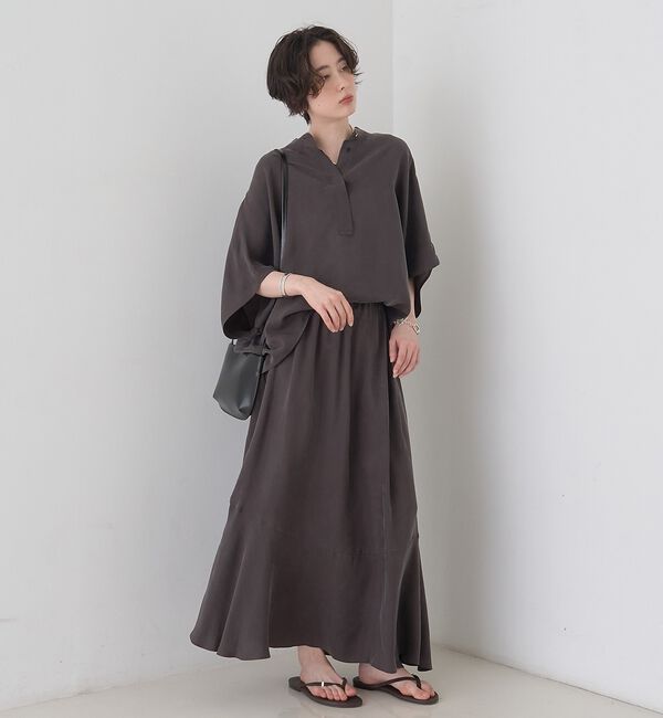 Rouge vif「【セットアップ対応】キュプラフィブリルドレープスキッパーブラウス【予約】」|シャツ・ブラウス|