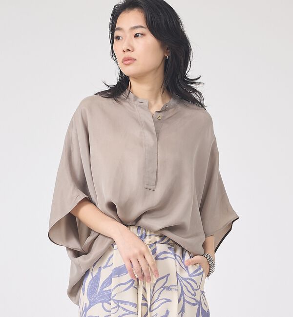 Rouge vif「【セットアップ対応】キュプラフィブリルドレープスキッパーブラウス【予約】」|シャツ・ブラウス|