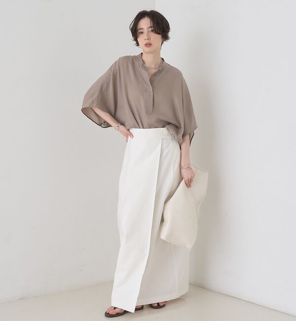 Rouge vif「【セットアップ対応】キュプラフィブリルドレープスキッパーブラウス【予約】」|シャツ・ブラウス|