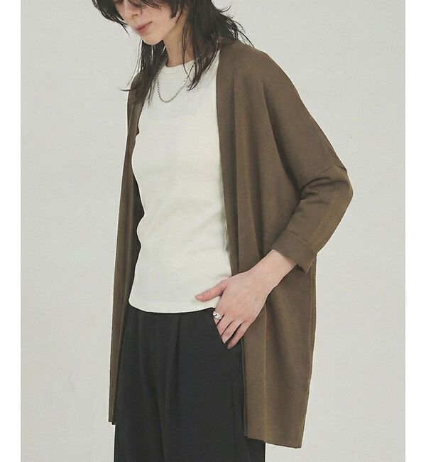 qualite「【接触冷感】シアーオーバーカーディガン」|カーディガン|カーキ
